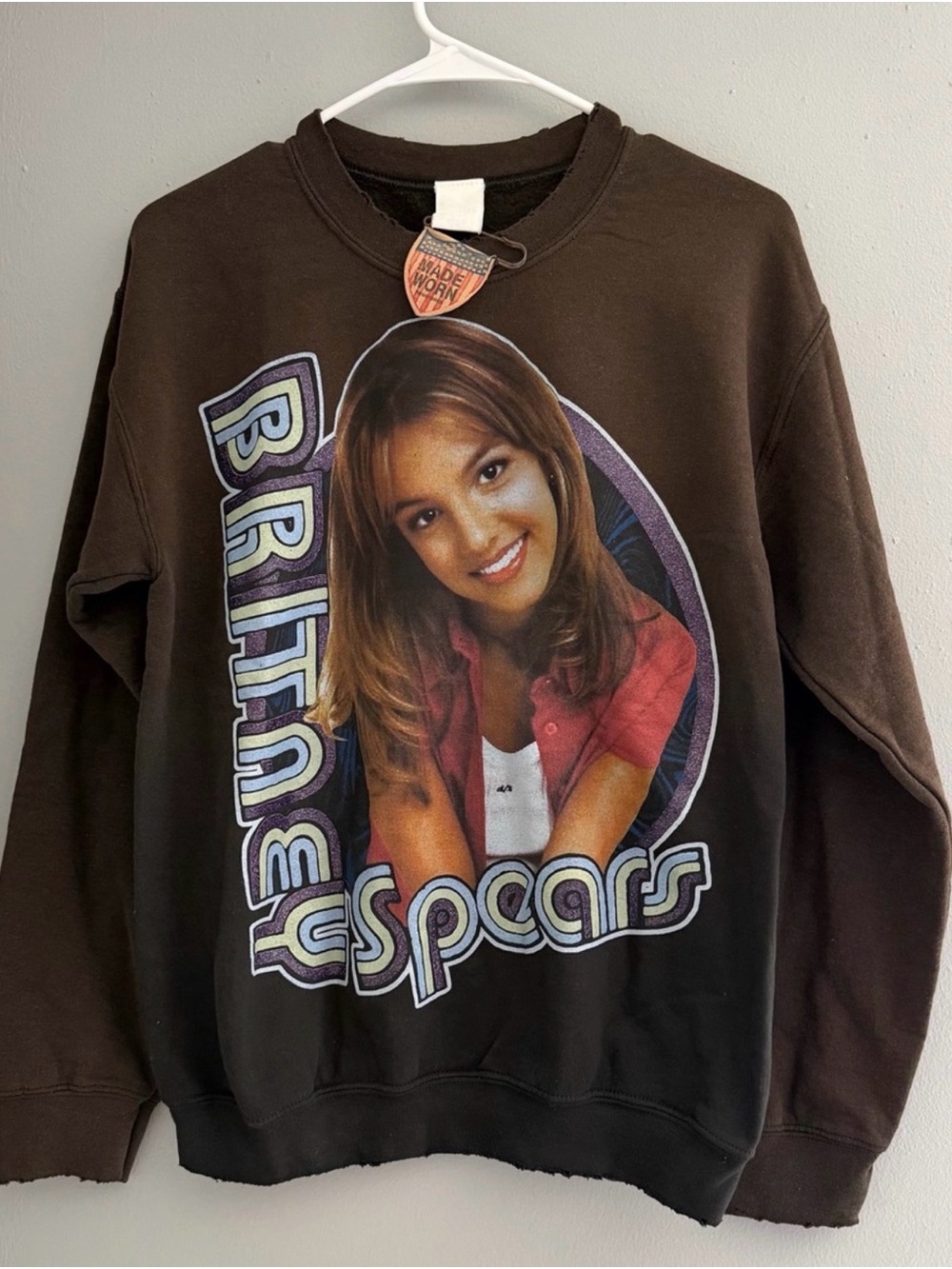 MadeWorn Britney Spears Graphic Crewneck - Dirty Black with Multicolor Print